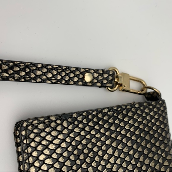 Halogen Black Leather Gold Metallic Python Texture Wristlet/Wallet | EUC - Picture 6 of 7